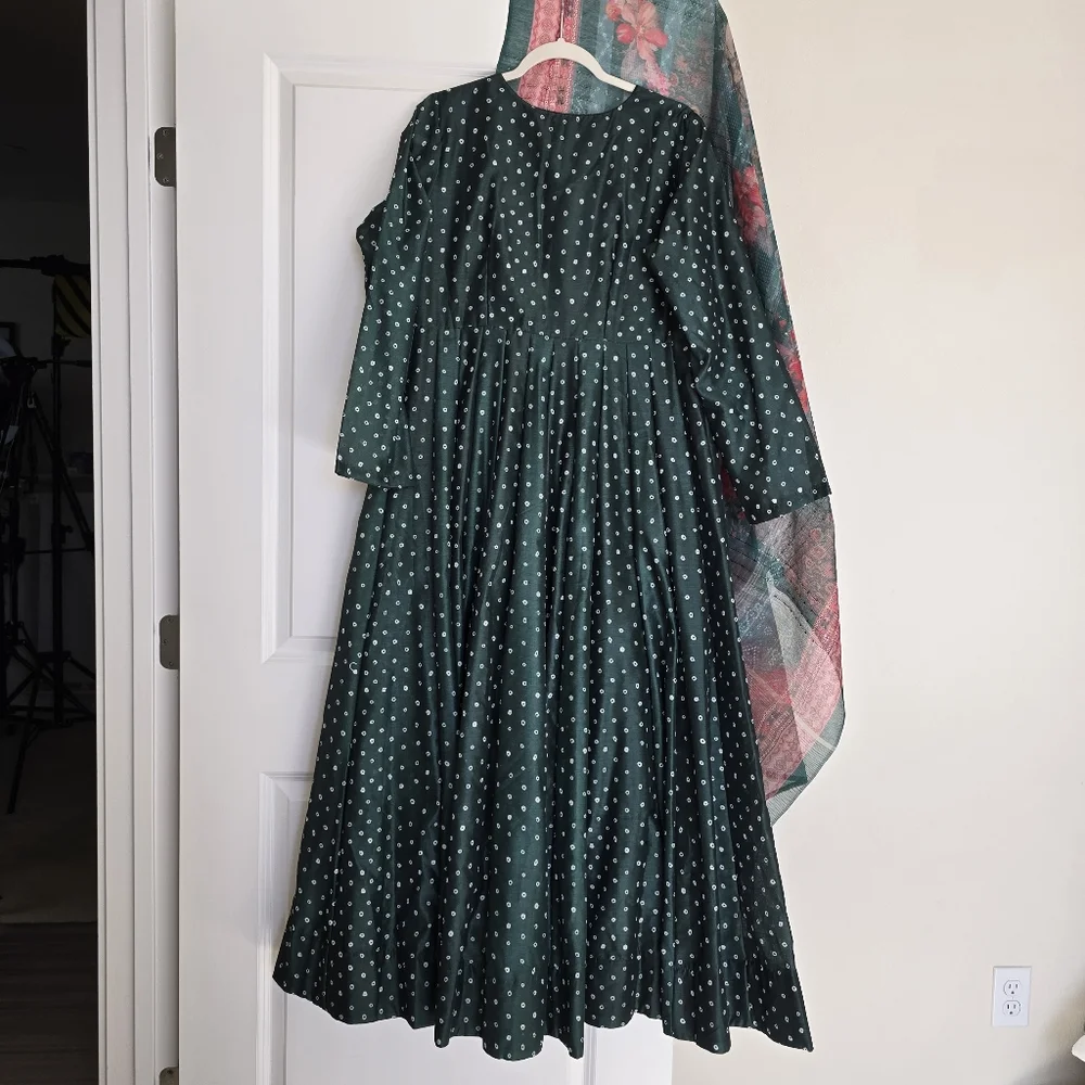 Idaho Anarkali Pishwas Maxi Dress - 42" XL Green (Indian Size 3XL) - Picture 5 of 16